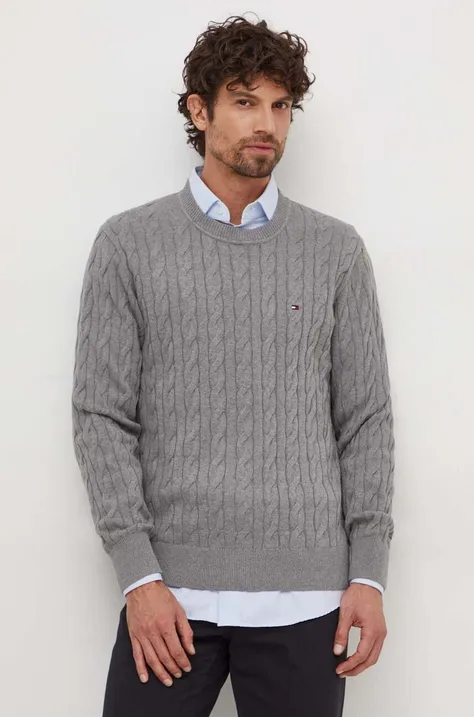 Tommy Hilfiger sweter bawełniany kolor szary lekki