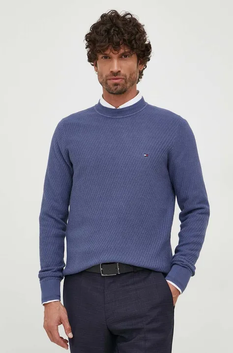 Tommy Hilfiger sweter bawełniany kolor niebieski lekki
