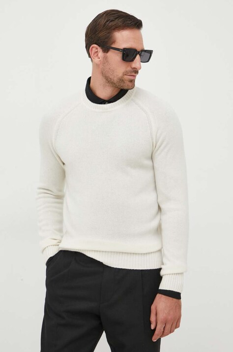 BOSS pulover de casmir culoarea bej, light