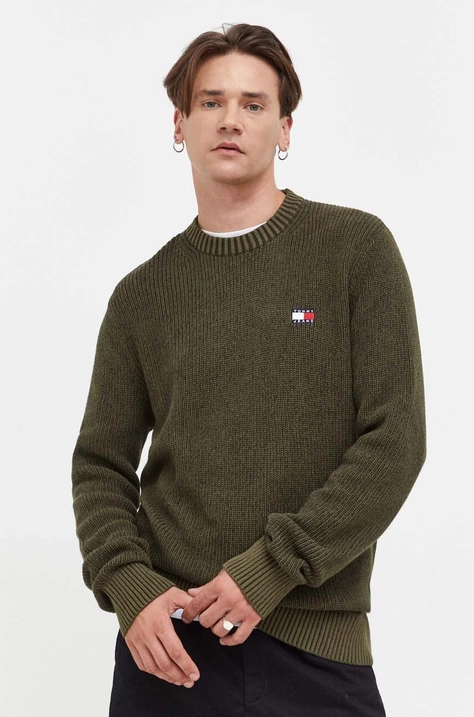 Tommy Jeans sweter bawełniany kolor zielony