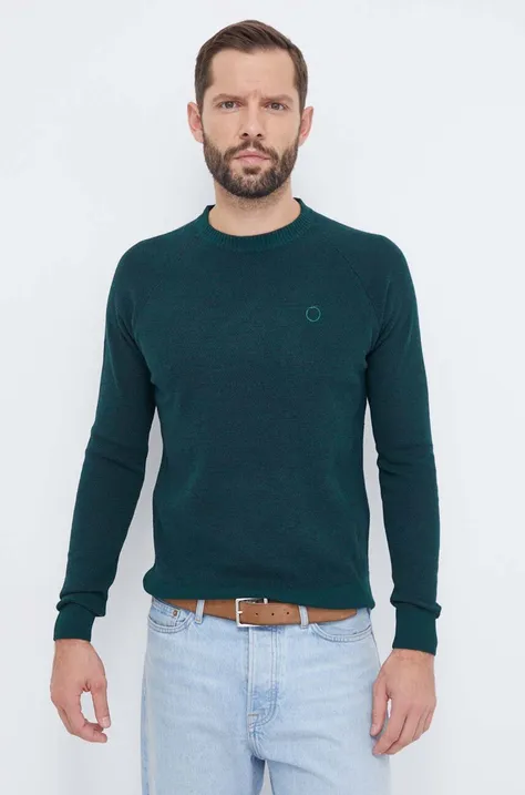 Trussardi gyapjúkeverék pulóver könnyű, férfi, zöld