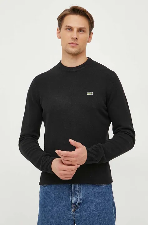Вовняний светр Lacoste чоловічий колір чорний