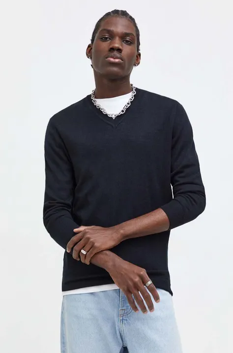 Vuneni pulover Superdry za muškarce, boja: crna, lagani