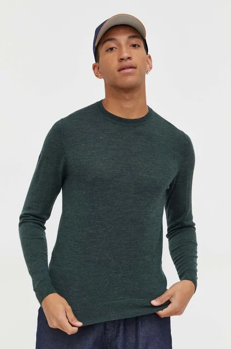 Superdry sweter wełniany męski kolor zielony lekki