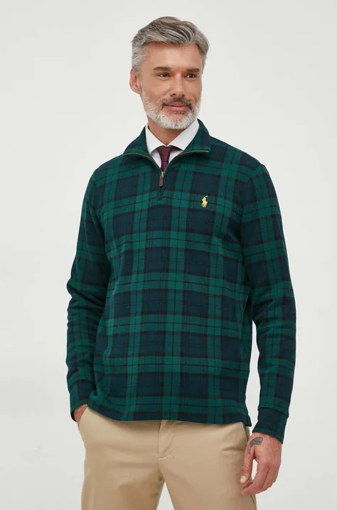 Polo Ralph Lauren bluza bawełniana męska kolor zielony wzorzysta