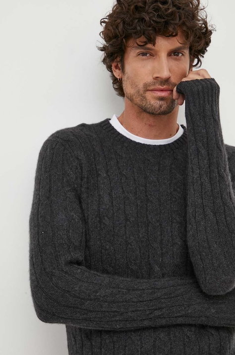 Μάλλινο πουλόβερ Polo Ralph Lauren ανδρικά, χρώμα: γκρι
