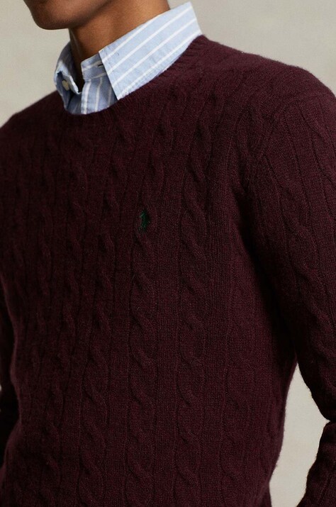 Polo Ralph Lauren вовняний светр — AW23-SWM0GJ, бордо — фото 4
