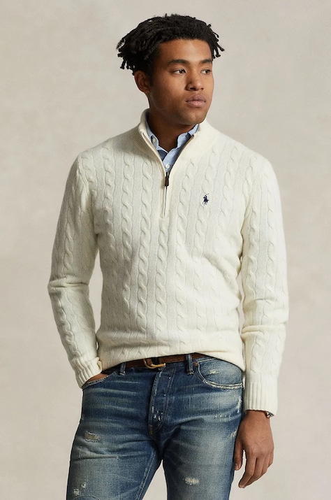 Polo Ralph Lauren Sweter męski wełniany beżowy 710876766