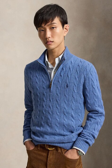 Polo Ralph Lauren Sweter męski wełniany niebieski 710876766