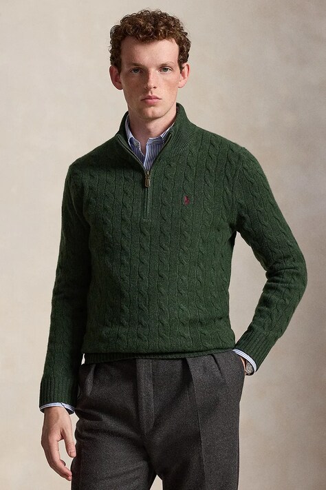 Polo Ralph Lauren Sweter wełniany męski zielony 710876766