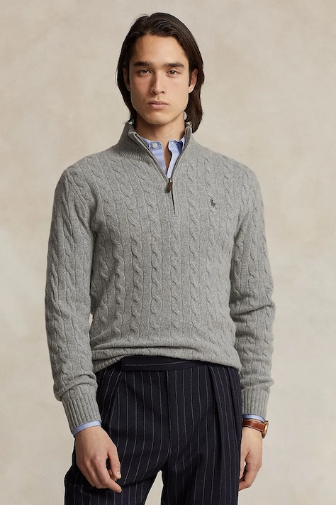 Шерстяной свитер Polo Ralph Lauren цвет синий с полугольфом 710876766
