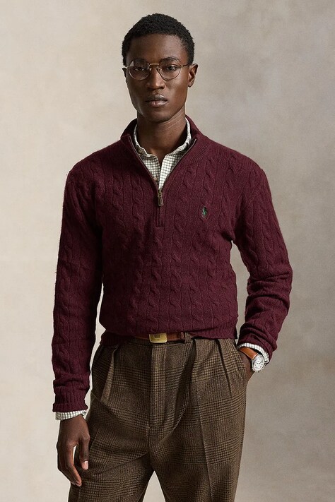 Polo Ralph Lauren Sweter wełniany męski bordowy 710876766