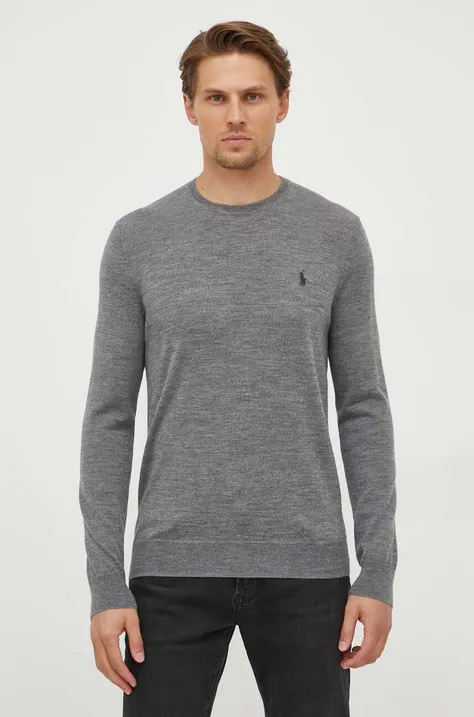 Шерстяной свитер Polo Ralph Lauren мужской цвет серый