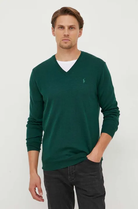 Polo Ralph Lauren sweter wełniany męski kolor zielony lekki