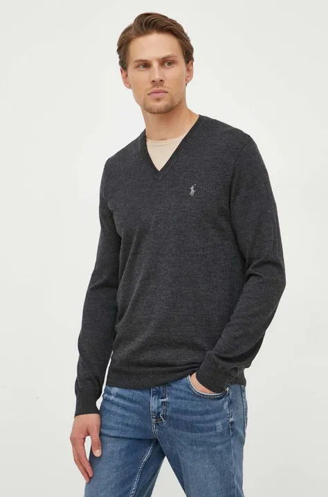 Шерстяной свитер Polo Ralph Lauren мужской цвет серый лёгкий