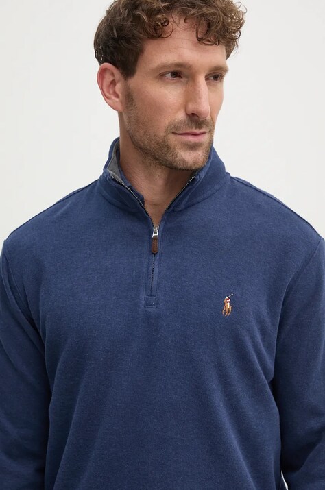Polo Ralph Lauren sweter bawełniany kolor granatowy lekki z półgolfem