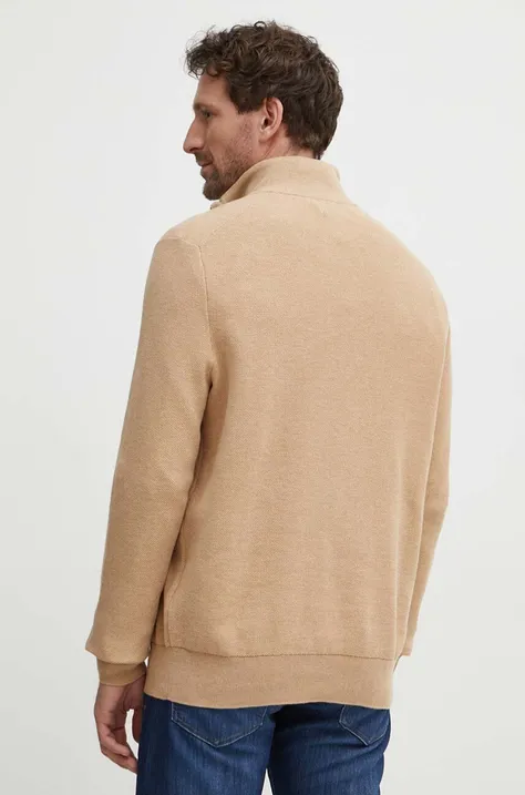 Polo Ralph Lauren sweter bawełniany kolor brązowy lekki z półgolfem