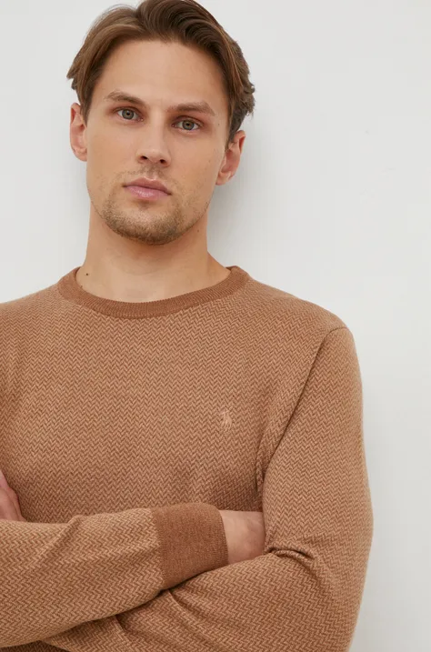 Вълнен пуловер Polo Ralph Lauren мъжки в бежово от лека материя