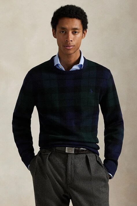 Polo Ralph Lauren sweter wełniany męski kolor granatowy lekki 710917043