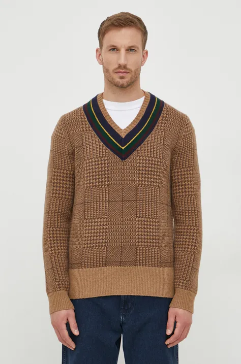 Volnen pulover Polo Ralph Lauren moški, bež barva