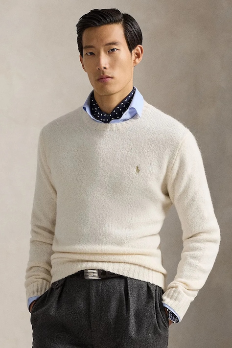 Polo Ralph Lauren maglione in lana uomo colore beige 710918805