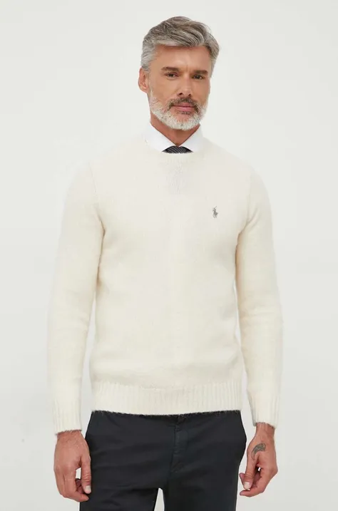 Volnen pulover Polo Ralph Lauren moški, bež barva
