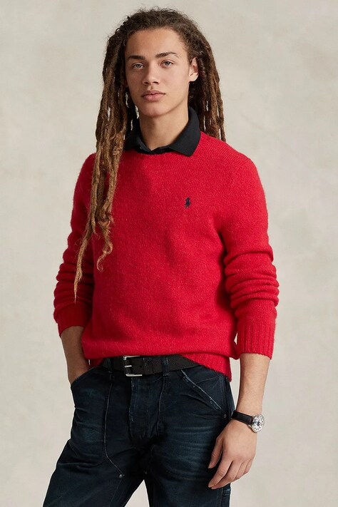 Polo Ralph Lauren sweter wełniany męski kolor czerwony 710918805