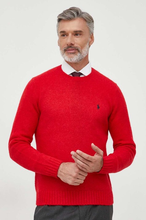 Вовняний светр Polo Ralph Lauren чоловічий колір червоний