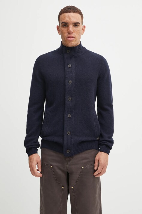 Barbour cardigan din lana culoarea albastru marin
