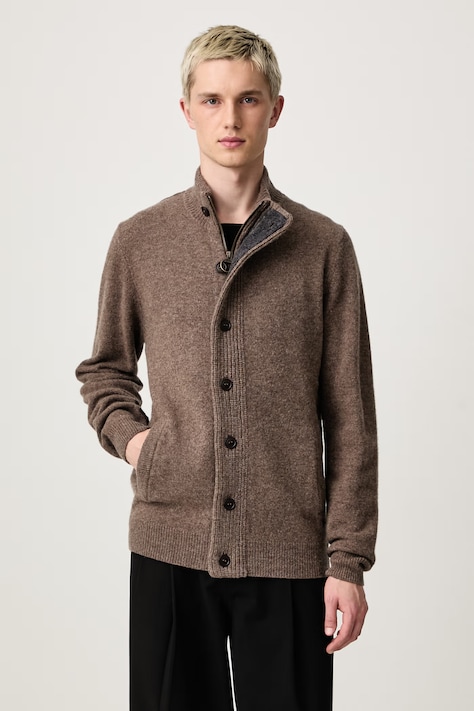 Barbour Kardigan wełniany męski beżowy MKN0731