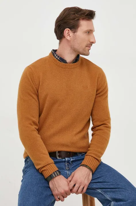 Шерстяной свитер Barbour мужской цвет жёлтый лёгкий
