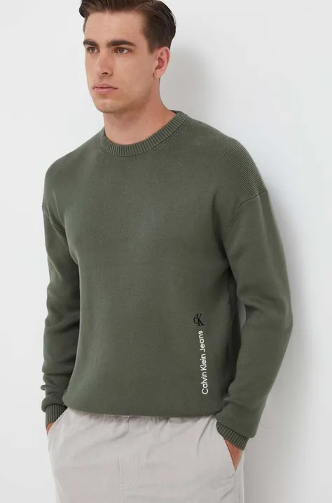 Calvin Klein Jeans sweter bawełniany kolor zielony