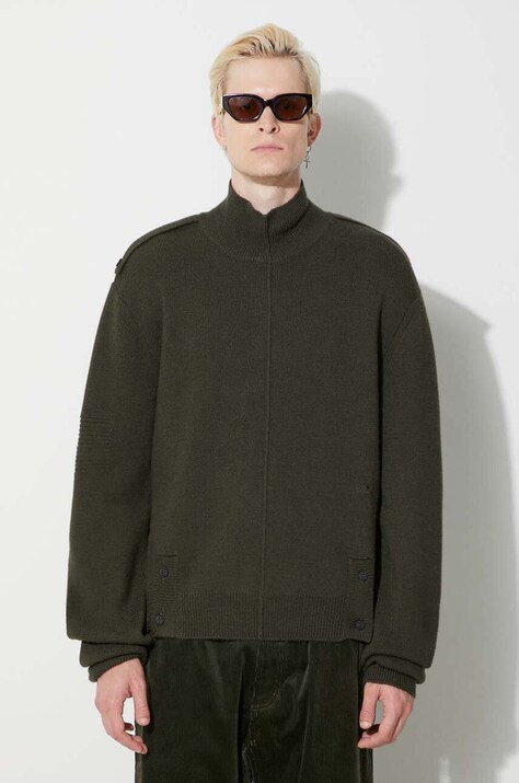 A-COLD-WALL* sweter wełniany UTILITY MOCK NECK KNIT męski kolor zielony z golferm ACWMK152