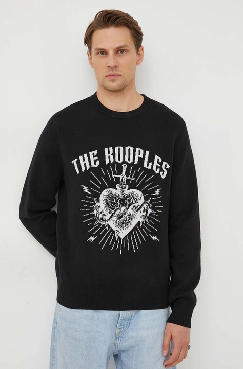 The Kooples sweter z domieszką wełny męski kolor czarny