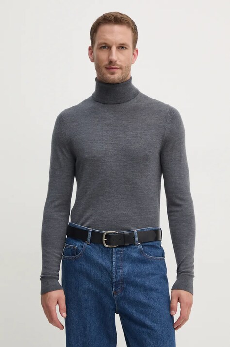 Μάλλινο πουλόβερ Calvin Klein ανδρικά, χρώμα: γκρι