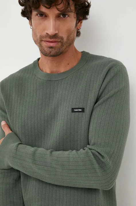 Calvin Klein sweter męski kolor zielony lekki