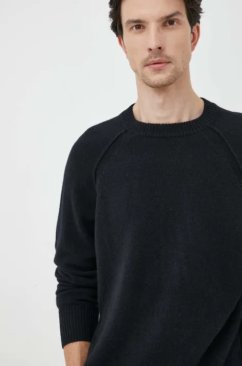 Μάλλινο πουλόβερ Calvin Klein ανδρικά, χρώμα: μαύρο