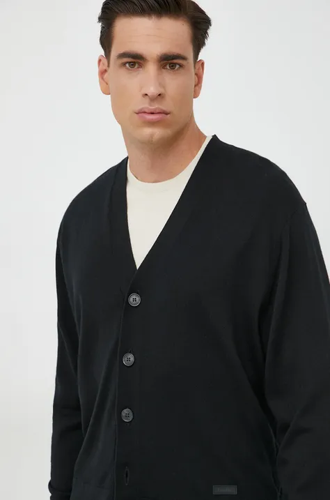Calvin Klein kardigan wełniany kolor czarny