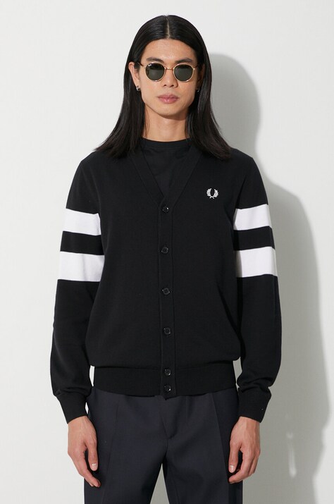 Vlněný svetr Fred Perry černá barva, K5534.102