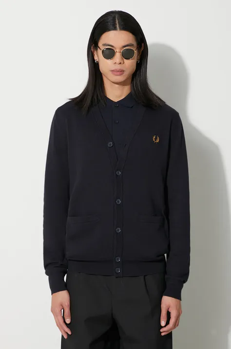 Fred Perry wool cardigan navy blue color K9551.795