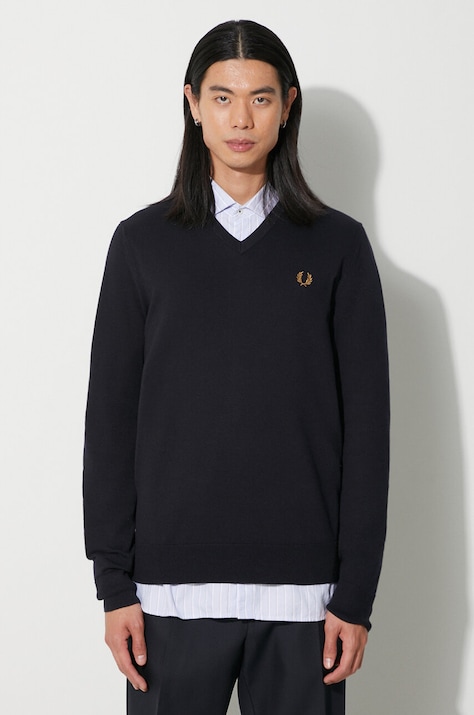 Fred Perry wool jumper men’s navy blue color K9600.795