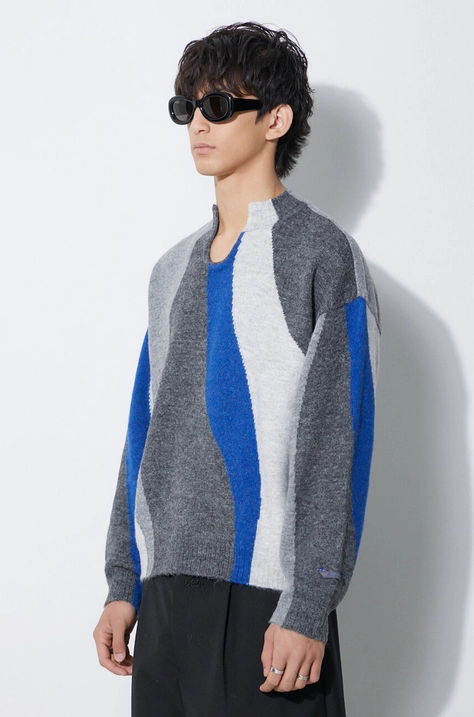 Ader Error pulover din amestec de lână Batia Knit bărbați, culoarea gri, cu turtleneck, BMADFWKT0301