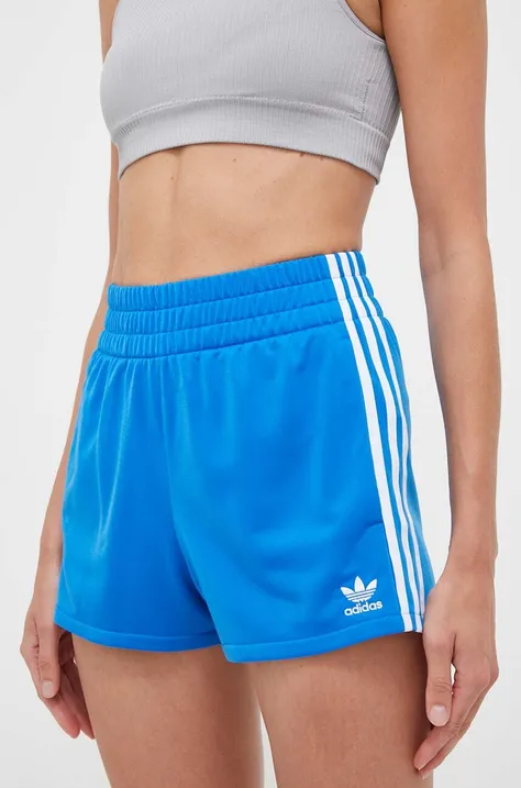 adidas Originals szorty damskie kolor niebieski wzorzyste high waist