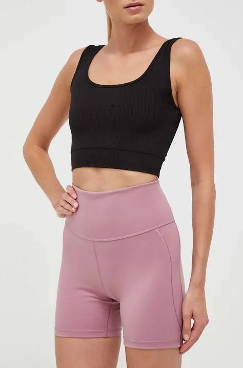 Kratke hlače za jogu adidas Performance Studio boja: ružičasta, glatki materijal, visoki struk