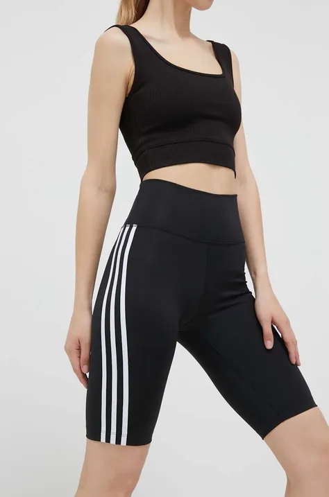 Къс панталон adidas Originals Adicolor Classics High-Waisted Short Tights в черно с апликация с висока талия