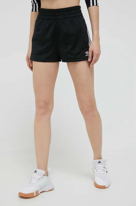 adidas Originals rövidnadrág női, fekete, mintás, magas derekú