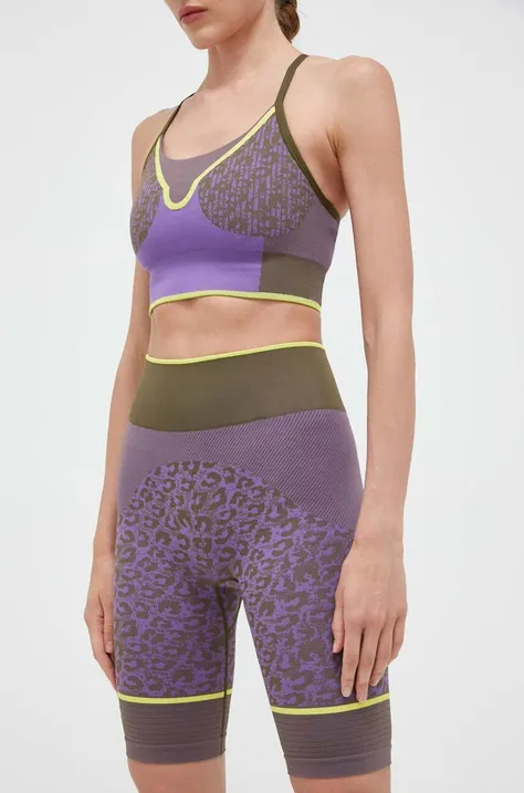 adidas by Stella McCartney szorty treningowe kolor fioletowy wzorzyste high waist