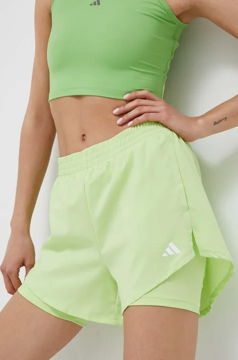 adidas Performance szorty treningowe kolor zielony gładkie medium waist