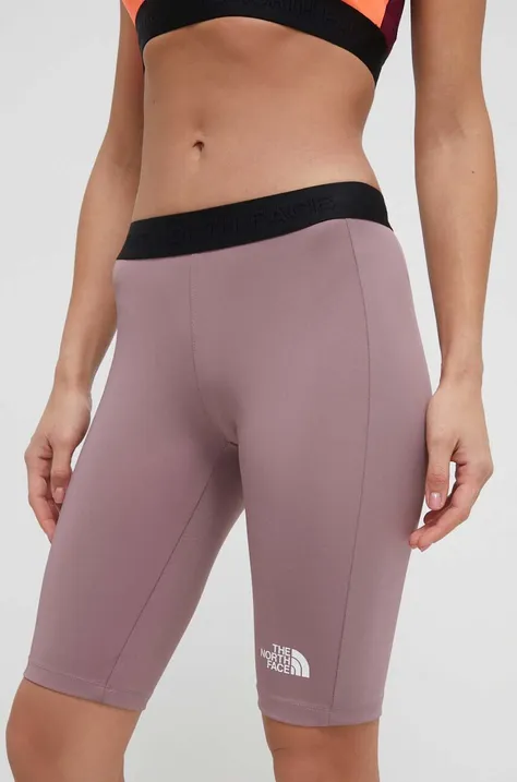The North Face szorty treningowe kolor różowy gładkie medium waist