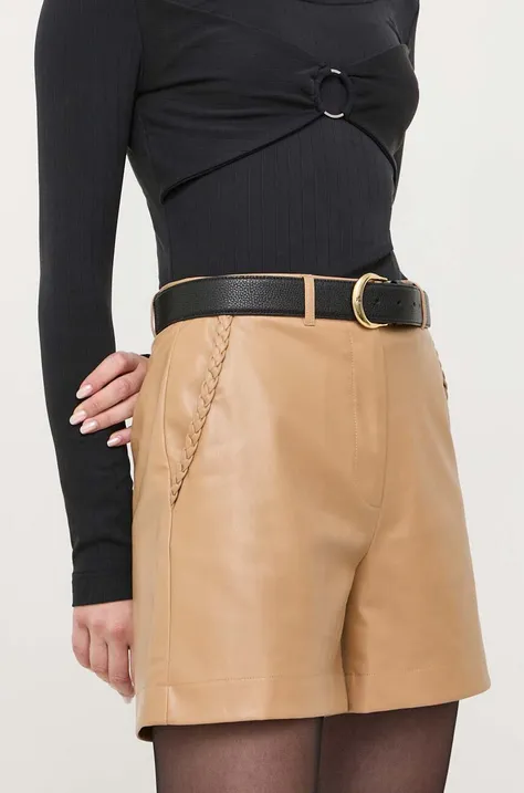 Kratke hlače Liu Jo za žene, boja: smeđa, glatki materijal, visoki struk